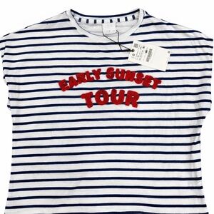 ZARA Girls Striped “Early Sunset Tour” Graphic Tee Size 11-12 NWT